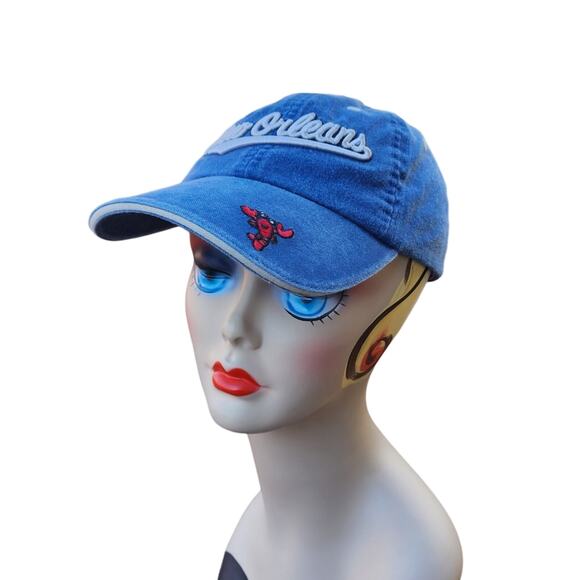 New Orleans Washed Denim Embroidered Adjustable Baseball Cap - Youth - Picture 2 of 6